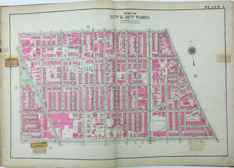 1925 Bromley Atlas Plate--Tioga: Broad Street, Kenderton School