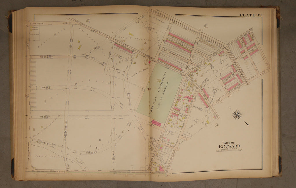 1923 Bromley Atlas - Plate 33 - West Oak Lane: Limekiln Pike, Philadelphia National Cemetery